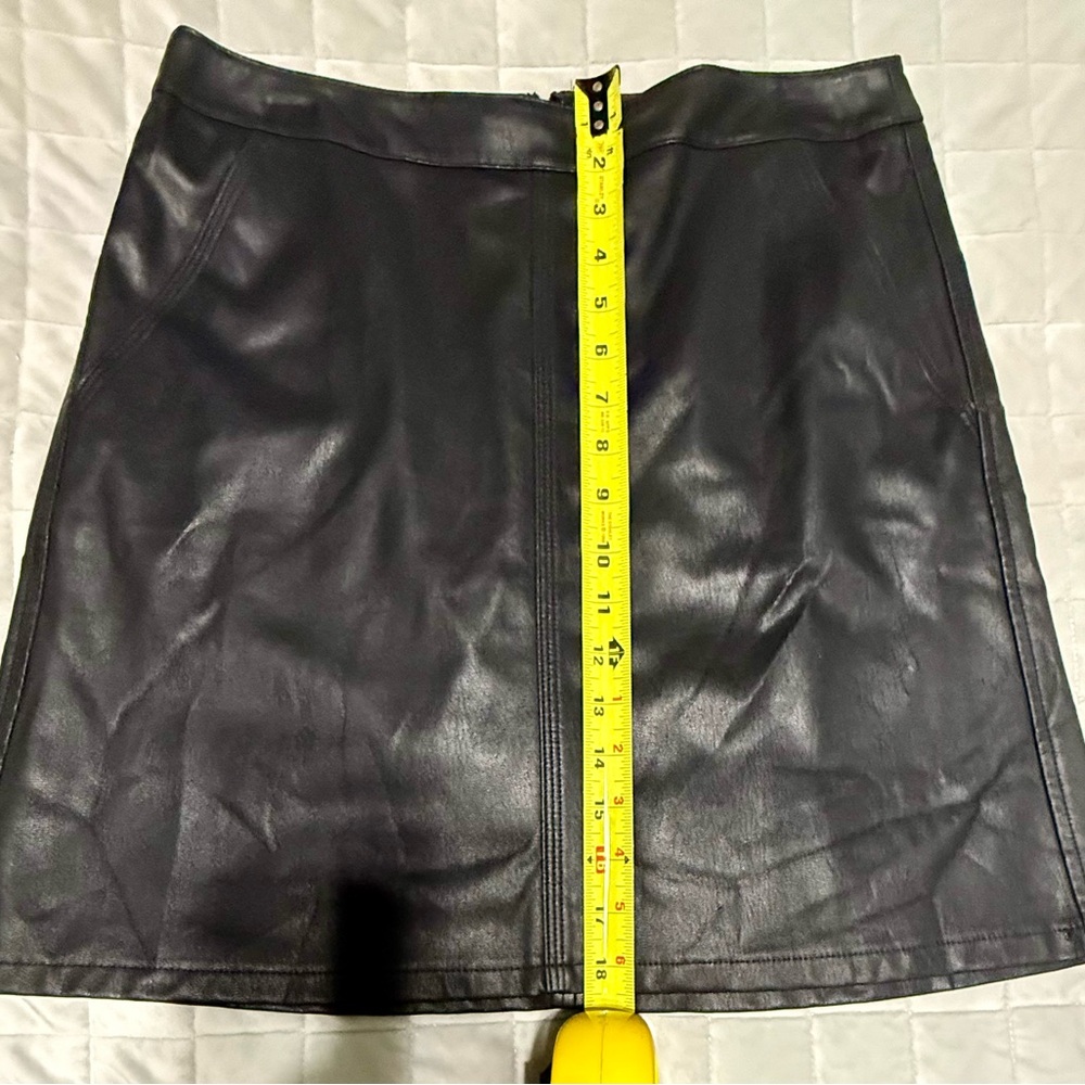 LOFT Black Leather Mini Skirt with Pockets